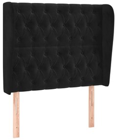Κεφαλάρι με Πτερύγια Μαύρο 103x23x118/128 εκ. Βελούδινο 3118336
