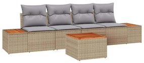 vidaXL Σετ Καναπέ Κήπου με μαξιλάρι 5 pcs Μπεζ Πολυ ράταν