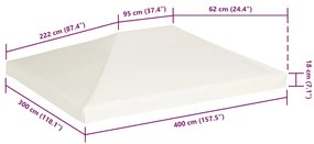 vidaXL Κάλυμμα για Κιόσκι Λευκό Κρεμ 4 x 3 μ. 310 γρ./μ²