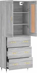 vidaXL Ντουλάπι Γκρι Sonoma 69,5 x 34 x 180 εκ. Επεξεργασμένο Ξύλο