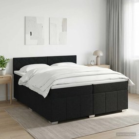vidaXL Κρεβάτι box spring με στρώμα Μαύρο 200 x 200 cm Ύφασμα
