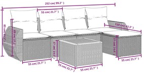 Σετ Καναπέ Κήπου 6 τεμ. Μπεζ Συνθετικό Ρατάν με Μαξιλάρια - Μπεζ