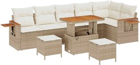 vidaXL Σετ Καναπέ Κήπου 9 pcs Μπεζ συνθετικό ρατάν