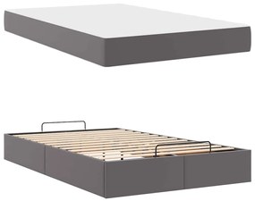 vidaXL Σκελετός κρεβατιού με στρώμα Γκρι 120 x 200 cm Τεχνητό δέρμα