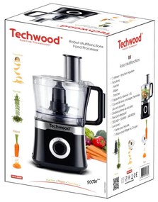 Επεξεργαστής τροφίμων Techwood TRO-6856, 800W, 1,5L, 2 ταχύτητες, Λειτουργία παλμών, Αντιολισθητικά πόδια, Μαύρο