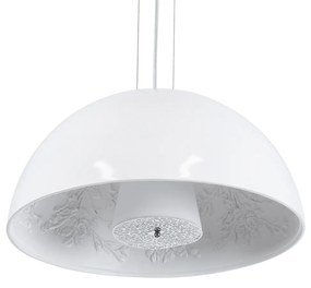 GloboStar® SERENIA WHITE 01152 Μοντέρνο Κρεμαστό Φωτιστικό Οροφής Μονόφωτο Λευκό Γύψινο Καμπάνα Φ40 x 19cm