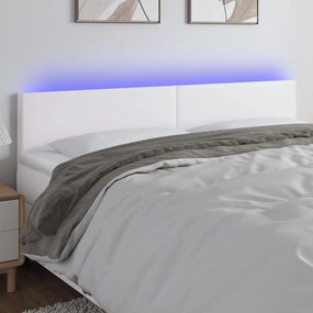 VidaXL Κεφαλάρι Κρεβατιού LED Λευκό 200x5x78/88 εκ. Συνθετ. Δέρμα