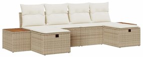 vidaXL Σετ Καναπέ Κήπου με μαξιλάρι 6 pcs Μπεζ Πολυ ράταν