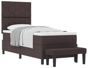 vidaXL Box Spring Κρεβάτι με Στρώμα & Πάγκο Σκούρο Καφέ 80x200 εκ Ύφασμα