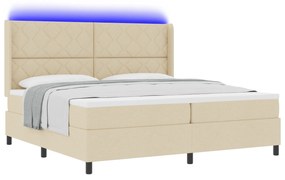 vidaXL Κρεβάτι με Ελατήρια & Στρώμα & LED Κρεμ 200 x 200 εκ. Ύφασμα