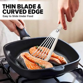 Σπάτουλα Ψαριού Τρυπητή Ανοξείδωτη με Σιλικόνη 33cm - Μπεζ