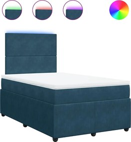 vidaXL Κρεβάτι Boxspring με Στρώμα Μπλε 120x190 εκ. Βελούδινο