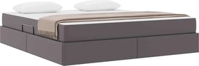 vidaXL Κρεβάτι με αποθηκευτικό χώρο και στρώμα 2 pcs Γκρι Δέρμα