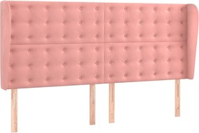 vidaXL Κρεβάτι Boxspring με Στρώμα &amp; LED Ροζ 160x200 εκ. Βελούδινο