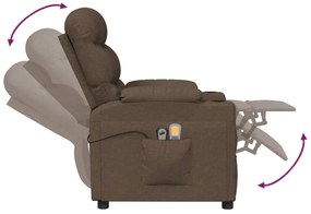 vidaXL Πολυθρόνα Μασάζ Ηλεκτρική Καφέ Υφασμάτινη