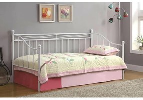 WOODWELL Ε8043,2SMARIN Set: Daybed με Στρώμα 90x190 + Βοηθητικό Κρεβάτι με Στρώμα 85x185 Μέταλλο Άσπρο Κρεβάτια:198x97x93+185x85x36cm Ε8043,2S