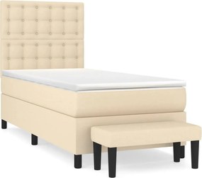 vidaXL Κρεβάτι Boxspring με Στρώμα Κρεμ 80 x 200 εκ. Υφασμάτινο