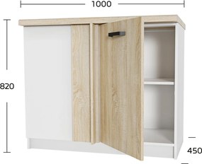 Anita Κάτω Γωνιακό Ντουλάπι Σονόμα 100x60x82cm.