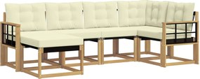 vidaXL Σειρά Καναπέ Εξωτερικού με μαξιλάρι 6 pcs Λευκό και Κρεμ