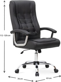 Καρέκλα γραφείου διευθυντική Vision Megapap από τεχνόδερμα χρώμα μαύρο 63x70x112/120εκ.