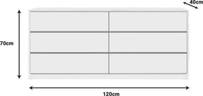 Συρταριέρα Kuanger pakoworld mdf σε λευκή απόχρωση 120x40x70εκ