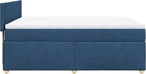vidaXL Κρεβάτι Boxspring με Στρώμα Μπλε 160x200 εκ. Υφασμάτινο