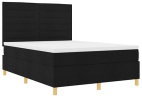 vidaXL Box Spring Bed με Στρώμα Μαύρο 140x200 cm Ύφασμα