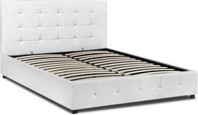 Κρεβάτι Iro Megapap από τεχνόδερμα με αποθηκευτικό χώρο χρώμα λευκό 160x200εκ.