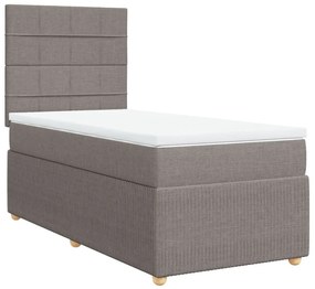 Κρεβάτι Boxspring με Στρώμα Taupe 90x190 εκ.Υφασμάτινο - Μπεζ-Γκρι