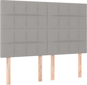 vidaXL Κρεβάτι Boxspring με Στρώμα &amp; LED Αν.Γκρι 140x190εκ. Υφασμάτινο