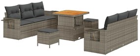 vidaXL Σετ Καναπέ Κήπου με μαξιλάρι 9 pcs Γκρι 80 x 80 x 71 cm