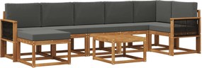 vidaXL Σειρά Καναπέ Εξωτερικού 8 pcs Φυσικό και Ανθρακί Πολυεστέρας