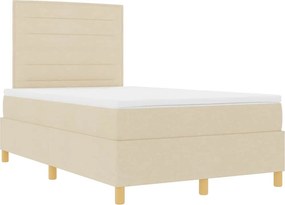 vidaXL LED Κρεβάτι με βάθρο με στρώμα Κρεμ 120 x 190 cm ύφασμα