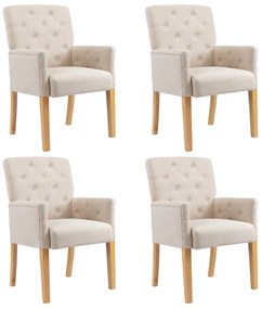 vidaXL Καρέκλες Τραπεζαρίας με Μπράτσα 4 τεμ. Μπεζ Υφασμάτινες