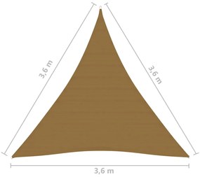 vidaXL Πανί Σκίασης Taupe 3,6 x 3,6 x 3,6 μ. από HDPE 160 γρ./μ²