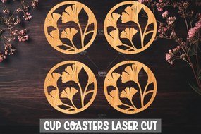 Σετ των 2 Intra απο ξύλο plywood 3mm-4mm πάχος Botanical Cup Coaster File Cut Δίασταση 15x15 cm INTRAFABR-121341057