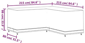 Κάλυμμα Γωνιακού Καναπέ Μαύρο 215x215x80 εκ. Ύφασμα Oxford 420D - Μαύρο