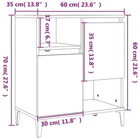 Ντουλάπια 2 τεμ. Γκρι Σκυροδέματος 60x35x70 εκ. Επεξεργ. Ξύλο - Γκρι