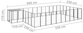 vidaXL Σπιτάκι Σκύλου Μαύρο 19,36 μ² Ατσάλινο