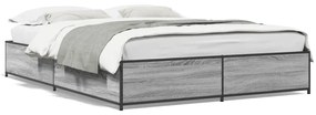 vidaXL Πλαίσιο Κρεβατιού Γκρι Sonoma 135x190 εκ. Επεξ. Ξύλο &amp; Μέταλλο