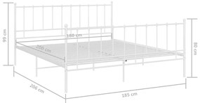 vidaXL Πλαίσιο Κρεβατιού Λευκό 180 x 200 εκ. Μεταλλικό