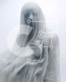 Intra Συλλεκτικό Ξύλινο Παζλ Plywood  4mm - Ghostly Figure με αδιαφανές πέπλο Σε Ξύλινο Κουτί - Διαστάσεις Puzzle: 10x10 cm – 25 κομμάτια