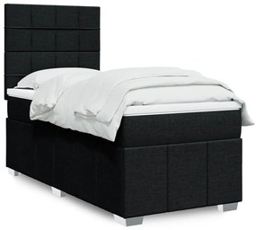 vidaXL Κρεβάτι Boxspring με Στρώμα Μαύρο 100 x 200 εκ. Υφασμάτινο