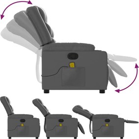 vidaXL Πολυθρόνα Μασάζ Ανακλινόμενη Γκρι από Συνθετικό Δέρμα