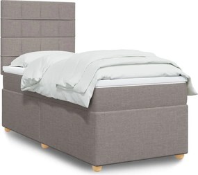 vidaXL Κρεβάτι Boxspring με Στρώμα Taupe 100 x 200 εκ. Υφασμάτινο