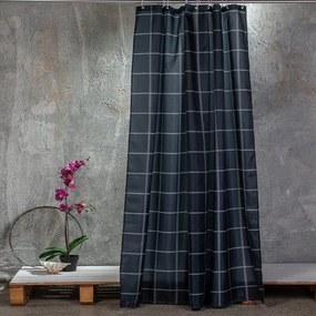 Κουρτίνα Μπάνιου Καρό Check Black Melinen 180Πx180Υ 180x180cm Πολυέστερ