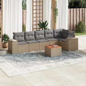 vidaXL Patio Sofa Set 7-θέσια Beige and Grey