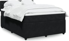 vidaXL Κρεβάτι Boxspring με Στρώμα Μαύρο 140x200 εκ. Βελούδινο