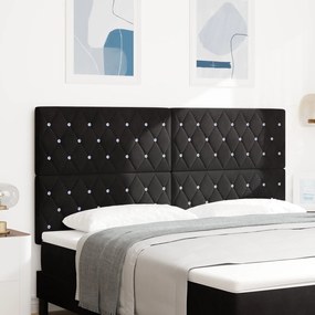 vidaXL κεφαλάρι Κρυστάλλινη Κουμπί Tufted Μαύρο 180 εκ. Βελούδινο