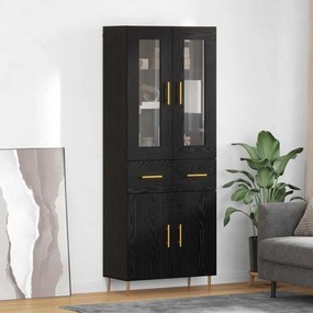 vidaXL Highboard με συρτάρι 2 pcs Μαύρη Οξυά Επεξεργασμένο ξύλο